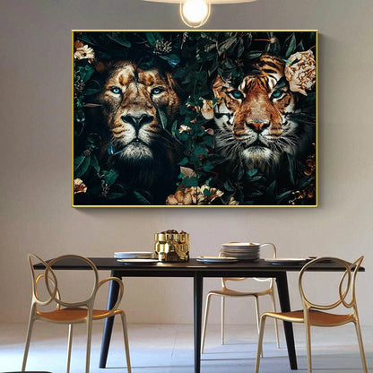 Scandinavian Art-Deco Prints Flower/ Animal. Abstract Canvas Nordic Wall Art Print.